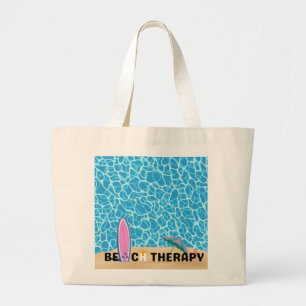 Beach Therapy Surfboard Summer Aesthetic Poster Large Tote Bag