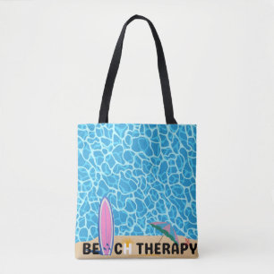 Beach Therapy Surfboard Summer Aesthetic Poster Tote Bag