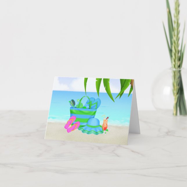 Beach Thinking of You Card with beach chairs (Front)