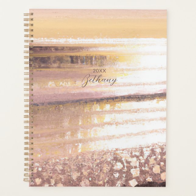 Beach Tide Golden Hour Ocean Abstract Watercolor Planner (Front)