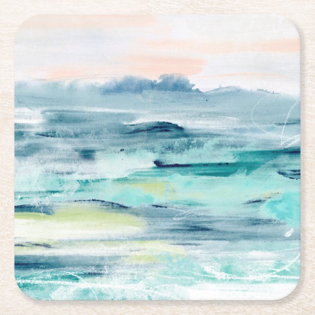 Beach Tides II Square Paper Coaster (Front)