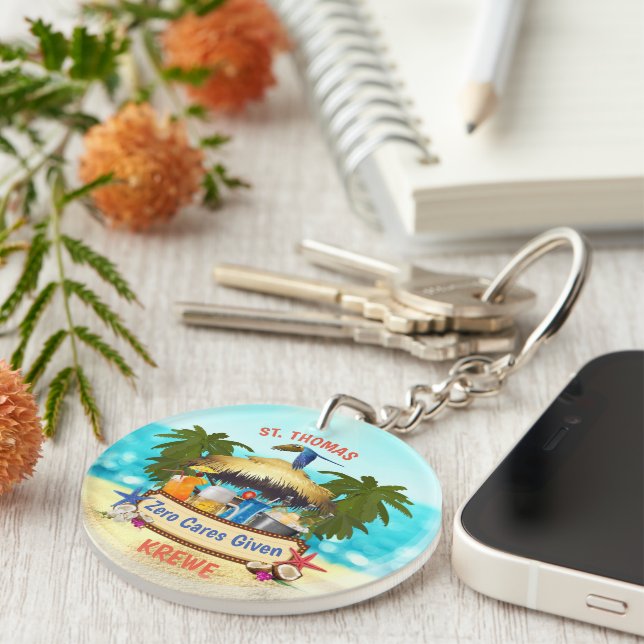 Beach Tiki Bar Classic Key Ring (Front Right)