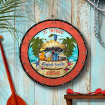 Beach Tiki Bar Dart Board<br><div class="desc">Personalise this Beach Tiki Bar dart board with your name place and text.</div>