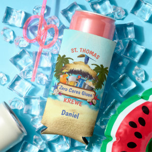 Beach Tiki Bar Slim Seltzer Can Cooler