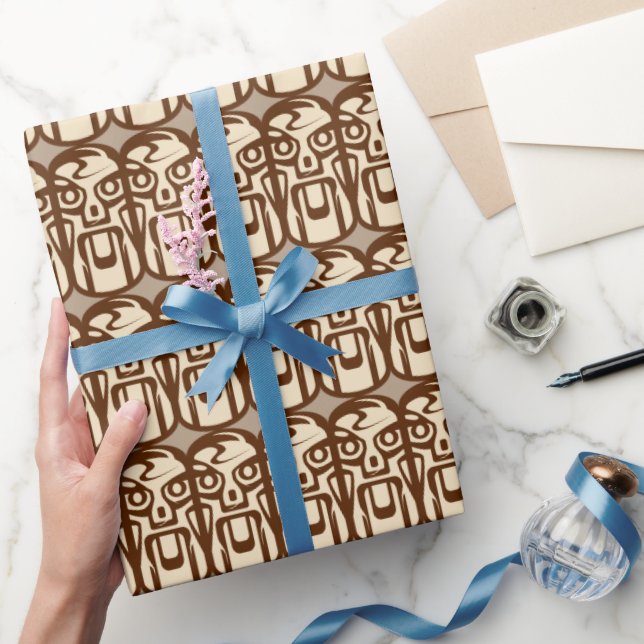 Beach Tiki face pattern wrapping paper (Gifting)