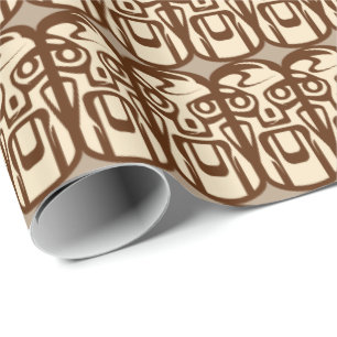 Beach Tiki face pattern wrapping paper