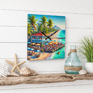 Beach Time Beach Cafe Wall Clock