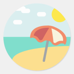 Beach Time Emoji Classic Round Sticker