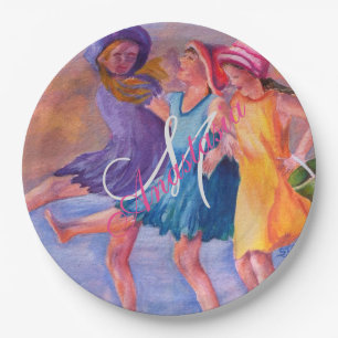 BEACH TIME GIRLFRIENDS MONOGRAM PARTY PAPER PLATE