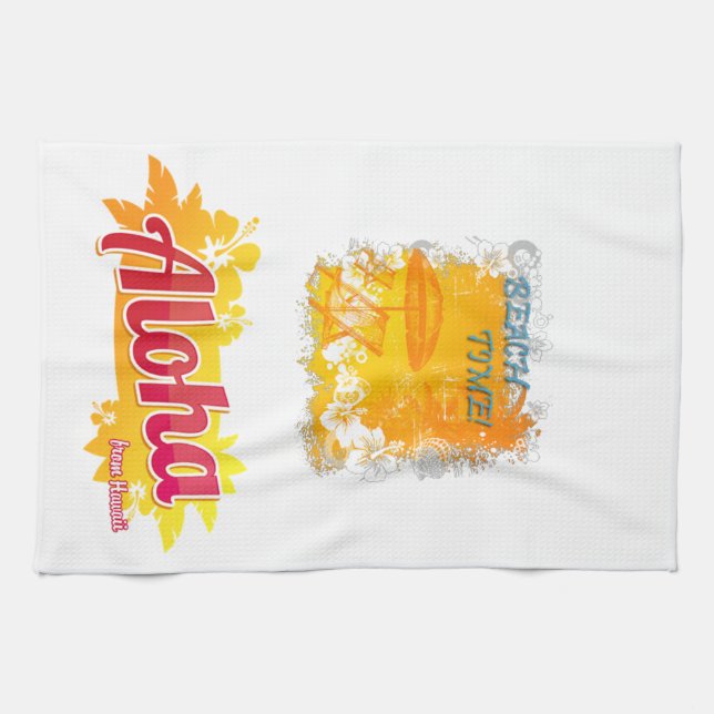 Beach Time Hawaii Tea Towel (Horizontal)
