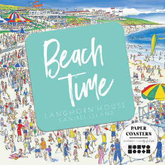 Beach Time Party Square Paper Coaster