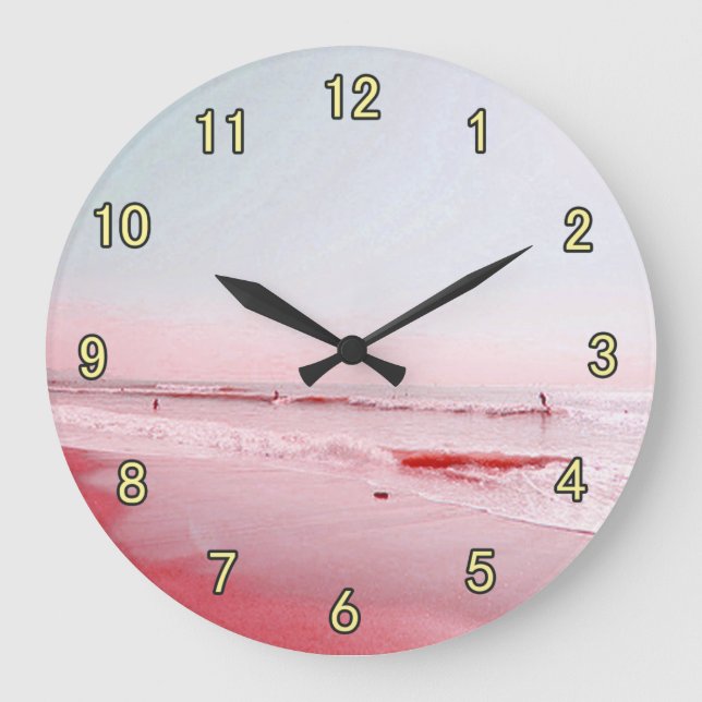 Beach time!, relaxing beautiful beach large clock (Front)