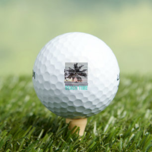 Beach Time Vintage Pier Palm Tree Sunset Souvenir Golf Balls