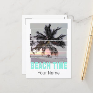 Beach Time Vintage Pier Palm Tree Sunset Souvenir Holiday Postcard