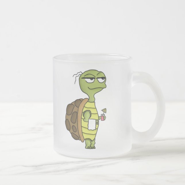 Beach Tortoise Frosted Glass Coffee Mug (Right)