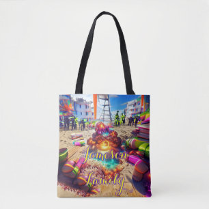 Beach Tote Bag Family Sand Welcome Balloons