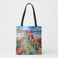 Beach Tote Bag Family Sand Welcome Balloons
