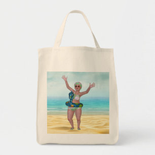 Beach Tote Bag with Funny Bathing Beauty