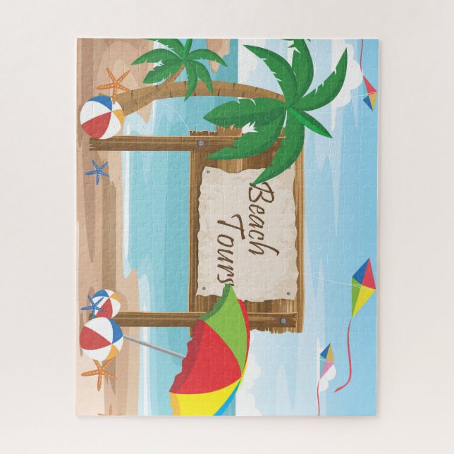 Beach Tours, Kites, Umbrellas & Palm Trees Jigsaw Puzzle (Vertical)