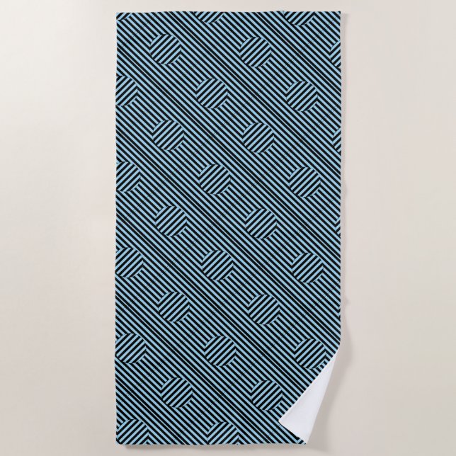 Beach Towel - Black Stripes with a Twist (Front)