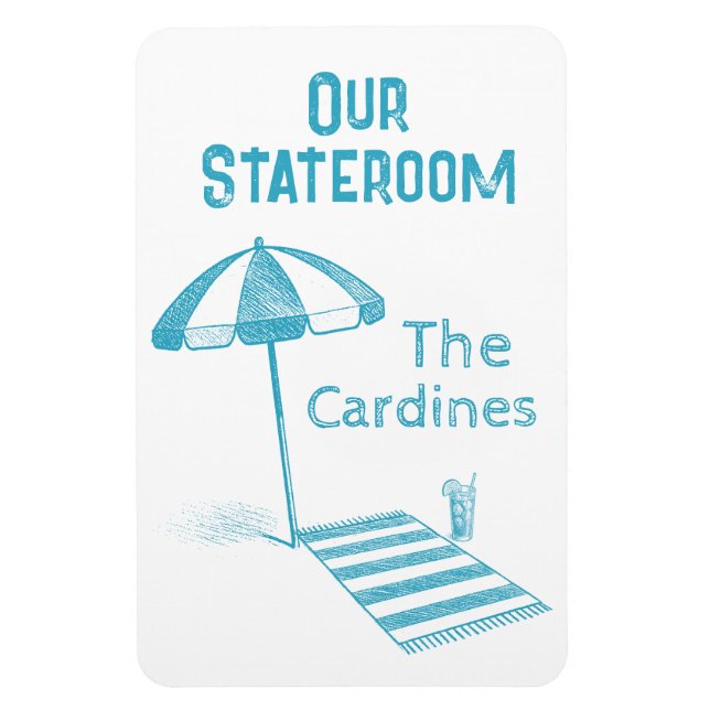 Beach Towel Cruise Ship Stateroom Door Marker Magnet (Vertical)