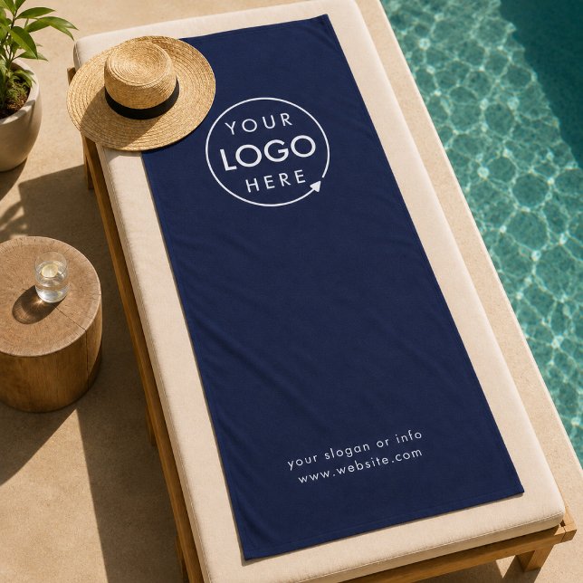 Beach Towel | Custom Logo Poolside Business Brand (Custom logo beach towel for resorts, hotels, pools, beach clubs, and hospitality brands)