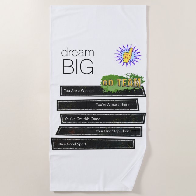 Beach Towel Dream Big Sports (Front)