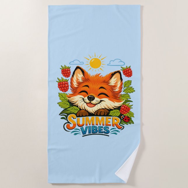 Beach towel featuring a cute little fox  (Front)