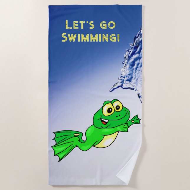 Beach Towel Frog Swimming Water  (Front)
