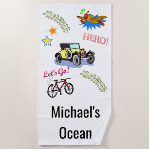 Beach Towel Hero Bicycle Car Aeroplane 