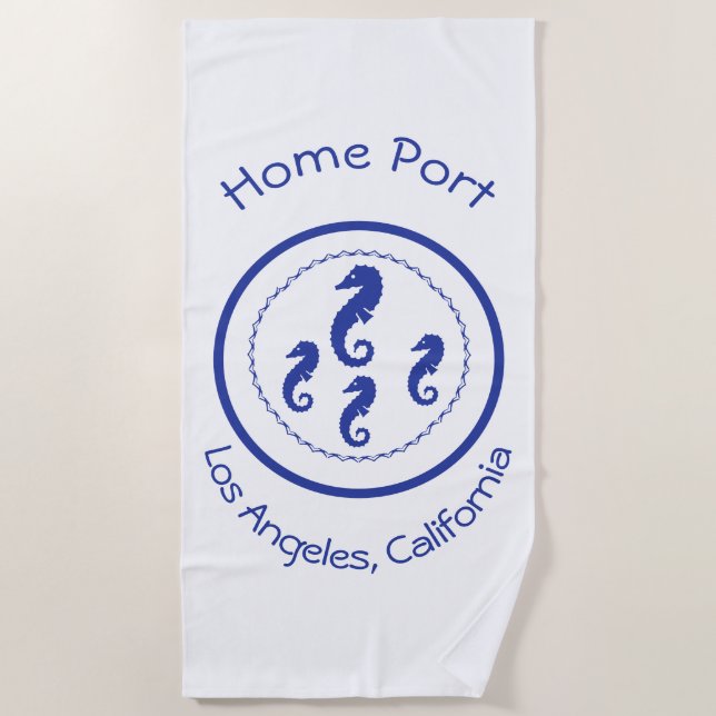 Beach Towel - Home Port Sea Horses (Front)