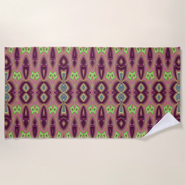 Beach Towel, Multi colour classic fabric pattern Towel (Front)