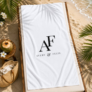 Beach Towel Personalised Couple Monogram Wedding