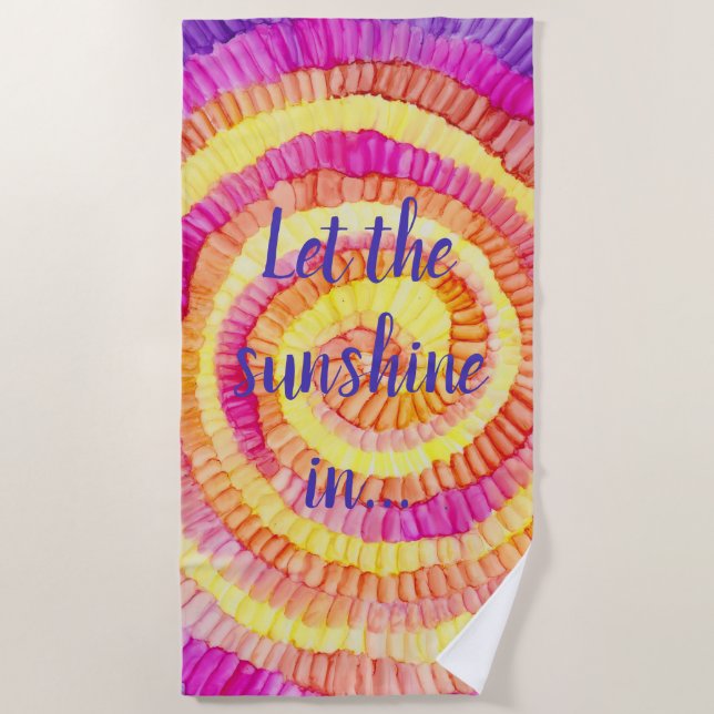 Beach Towel Pinwheel Yellow, Pink, Orange (Front)