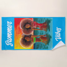 BEACH TOWEL RETRO BEACH GIRLS SUNSET