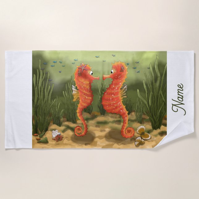 beach towel Seahorden personalizable (Front)