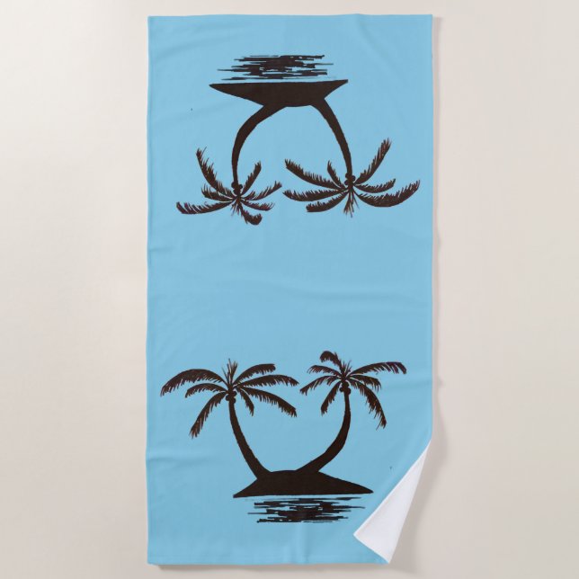Beach Towel - Silhouettes of Tropical Island  (Front)