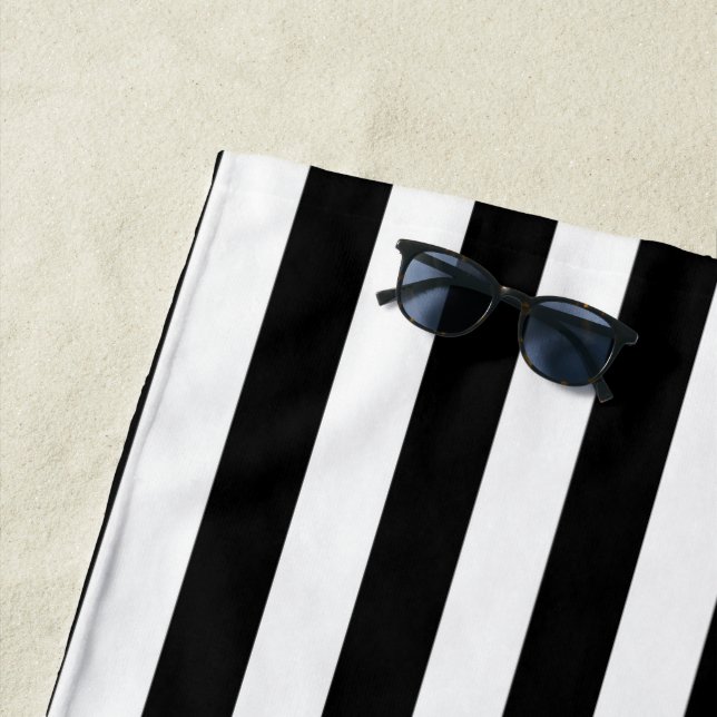 Beach Towel Spring Black & White Stripe (In Situ)