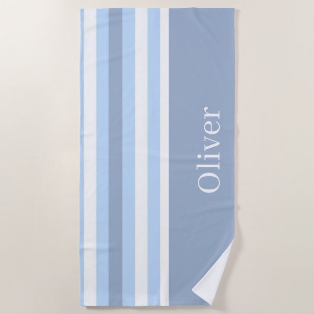 Beach Towel Spring Blue & White Stripe (Front)