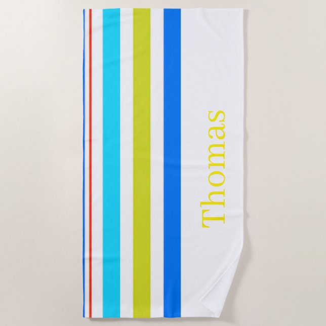 Beach Towel Spring Caribbean Colourful Colour Stri (Front)