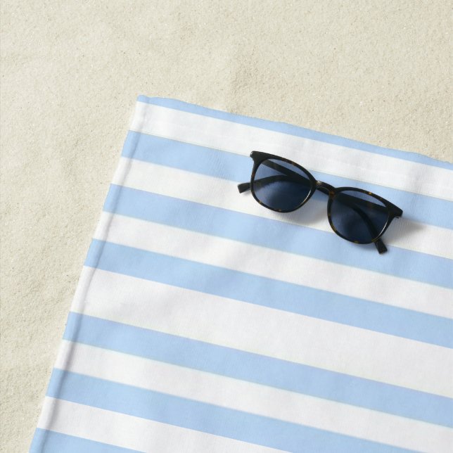 Beach Towel Spring Pastel Blue & White Stripe (In Situ)