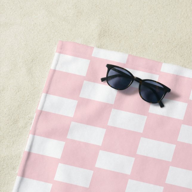 Beach Towel Spring Pastel Pink & White Square (In Situ)