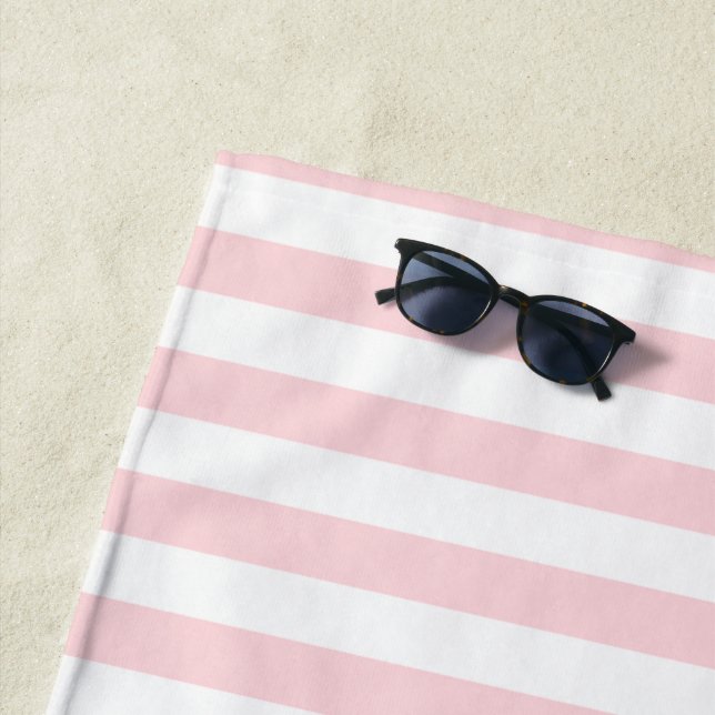 Beach Towel Spring Pastel Pink & White Stripe (In Situ)