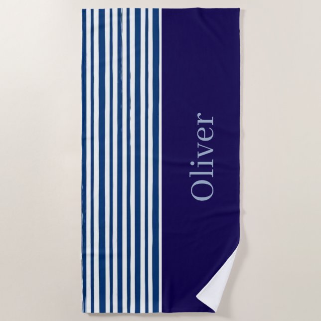 Beach Towel Spring Rugged Blue & White Stripe (Front)
