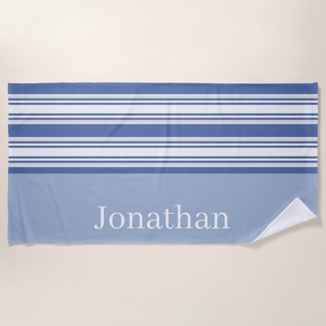 Beach Towel Spring Rugged Blue & White Stripe (Front)