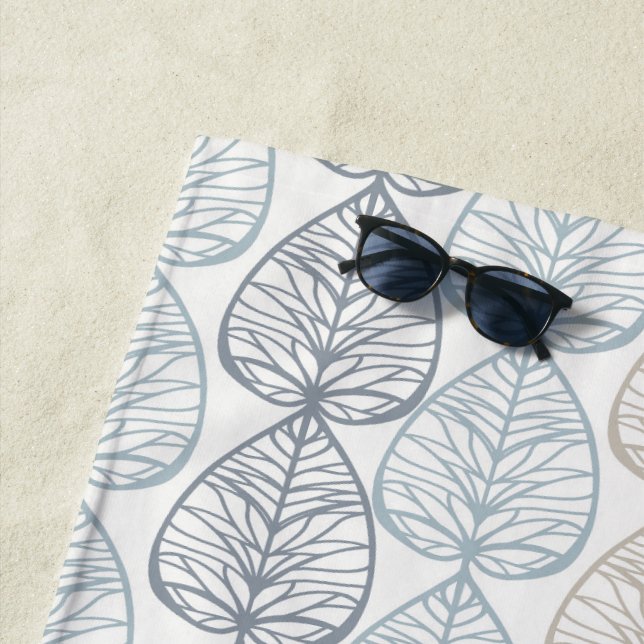 Beach Towel with abstract plant ornaments. (In Situ)