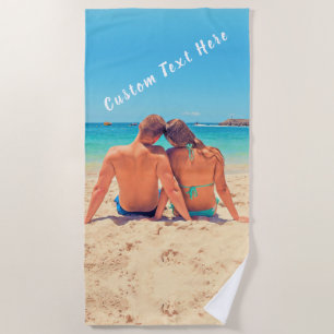 Beach Towel with Custom Photo and Text - Vacation