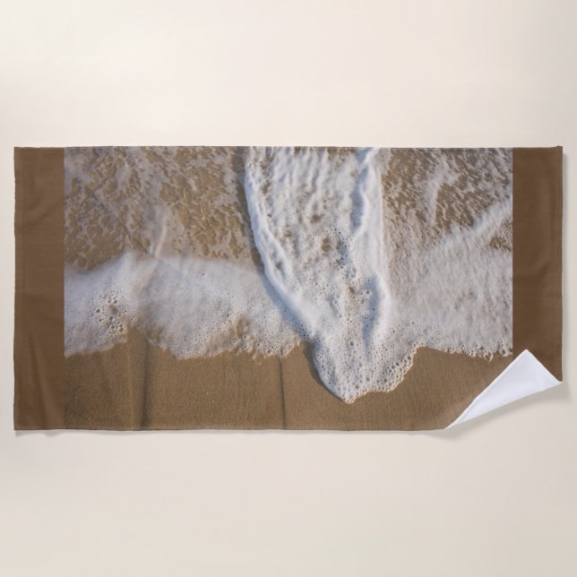 Beach towel with image of white wash on beach (Front)