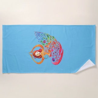 Beach Towel Yoga Meditation Rainbow Woman Silouete
