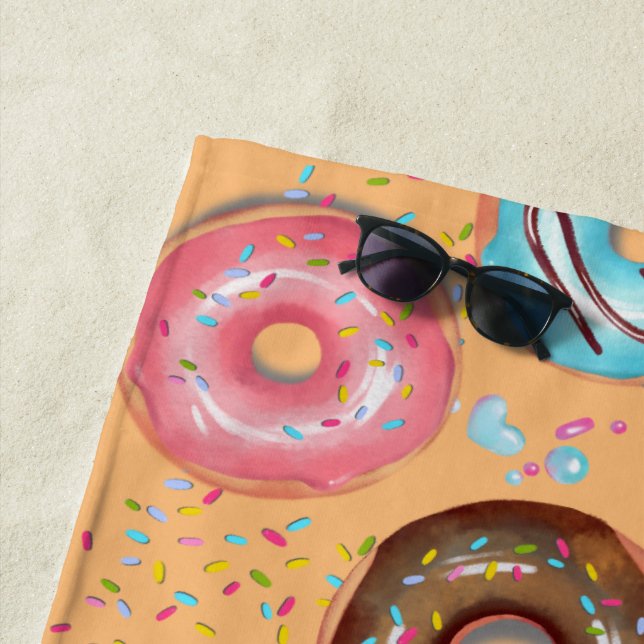 Beach Towel Yummy Doughnuts . (In Situ)